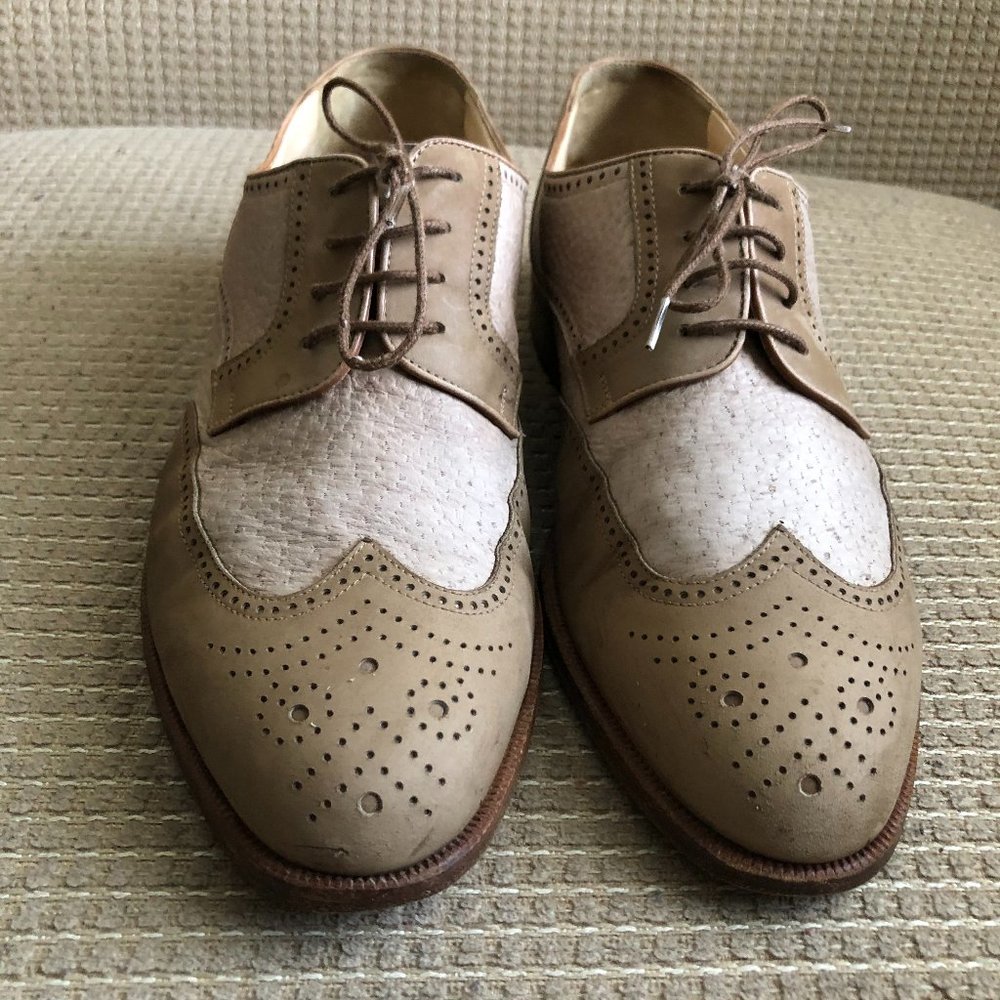Moreschi Men's Brown Beige Leather Oxfords